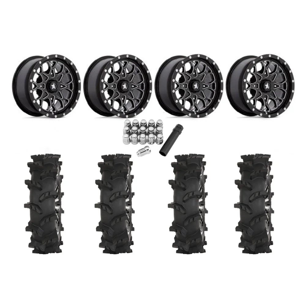 High Lifter Outlaw Max 33x10-15 Tires on MSA M45 Portal Milled Wheels, complete kit