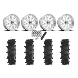 High Lifter Outlaw Max 37x10-24 Tires on Fuel Kompressor Polished Wheels High Lifter Outlaw Max 37x10-24 Tires on Fuel Kompressor Polished Wheels