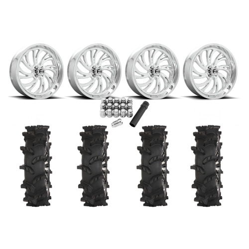 High Lifter Outlaw Max 37x10-24 Tires on Fuel Kompressor Polished Wheels High Lifter Outlaw Max 37x10-24 Tires on Fuel Kompressor Polished Wheels