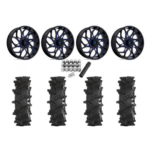 High Lifter Outlaw Max 35x10-20 Tires on Fuel Runner Candy Blue Wheels