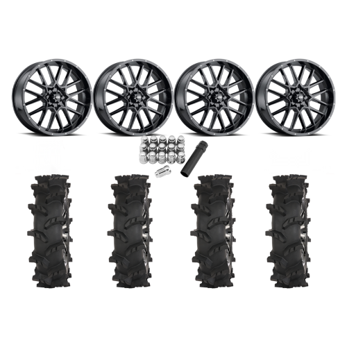 High Lifter Outlaw Max 35x10-20 Tires on ITP Hurricane Gloss Black Wheels