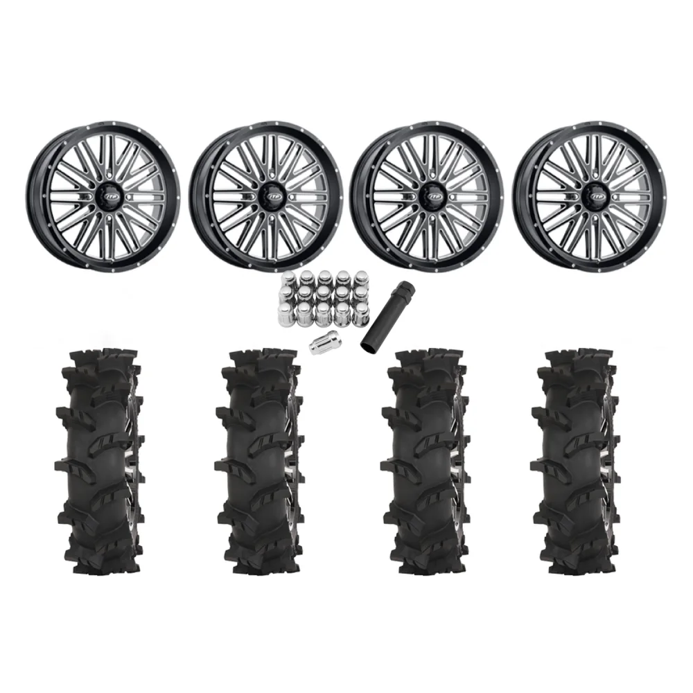 High Lifter Outlaw Max 35x10-20 Tires on ITP Momentum Milled Wheels, complete kit