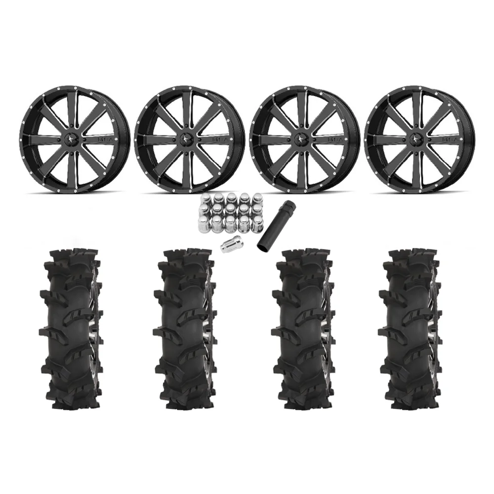 High Lifter Outlaw Max 40x10-24 Tires on MSA M34 Flash Milled Wheels, complete kit