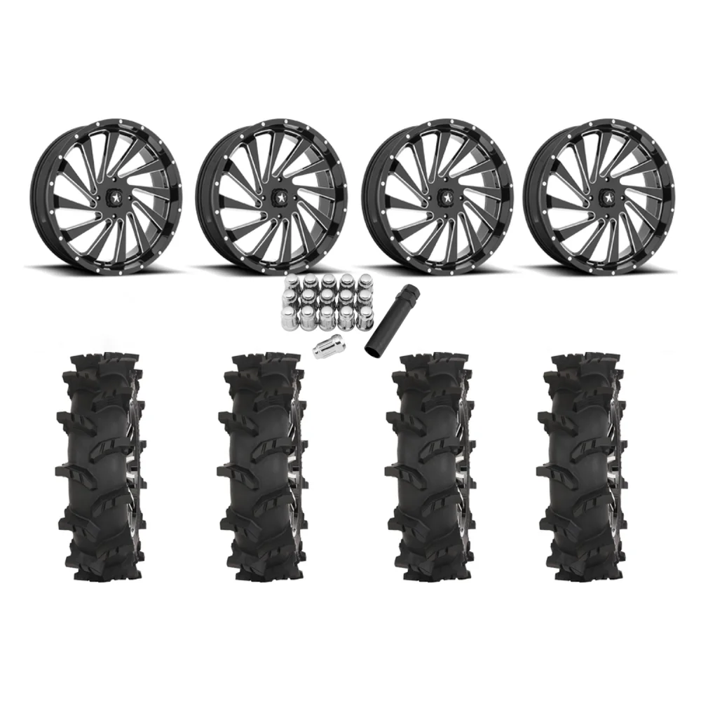 High Lifter Outlaw Max 37x10-22 Tires on MSA M46 Blade Milled Wheels, complete kit