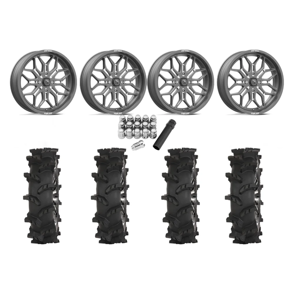 High Lifter Outlaw Max 33x10-20 Tires on MSA M47 Sniper Gunmetal Milled Wheels, complete kit