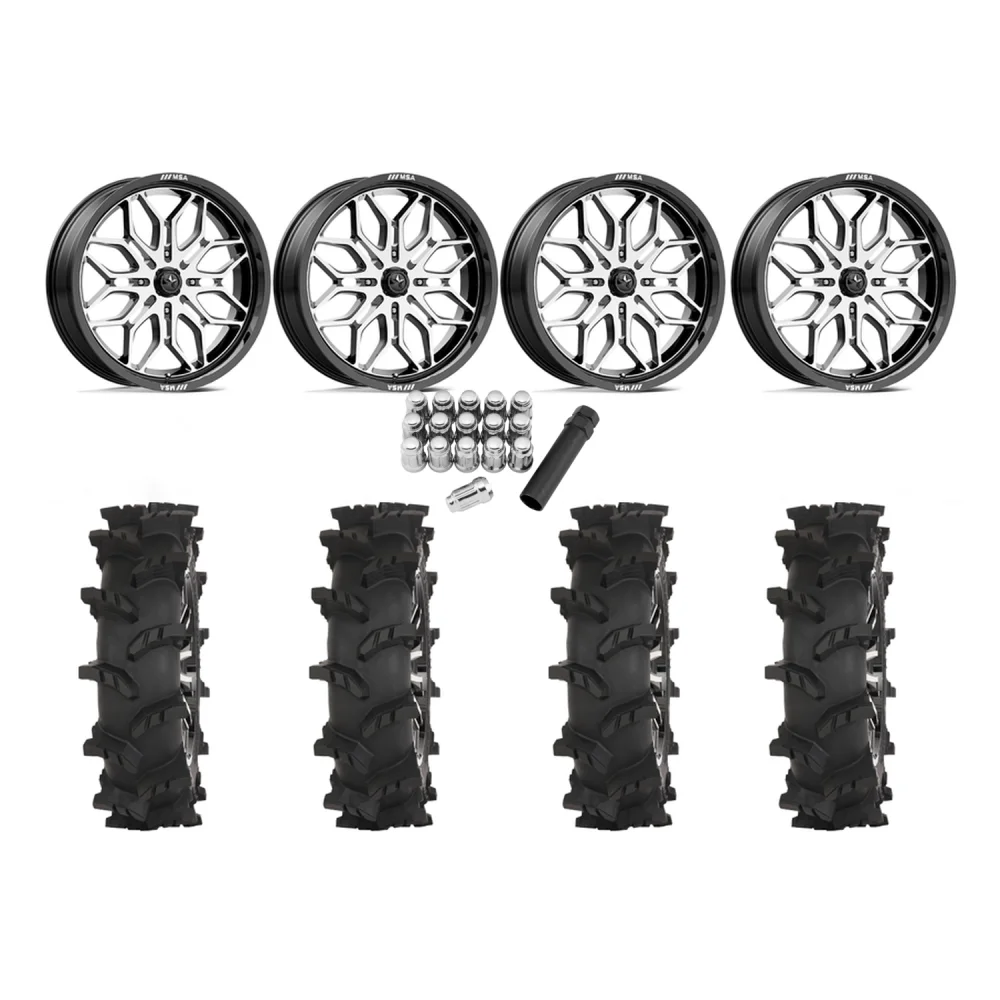 High Lifter Outlaw Max 33x10-20 Tires on MSA M47 Sniper Machined Wheels, complete kit