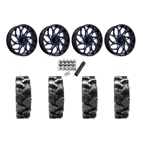 Quadboss QBT680 38x9.5-20 Tires on Fuel Runner Candy Blue Wheels