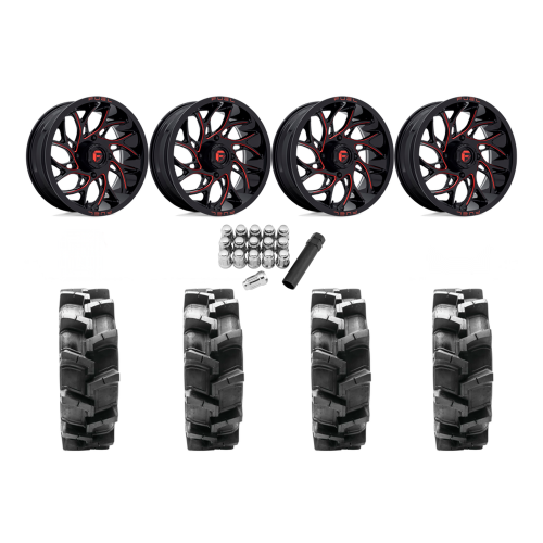 Quadboss QBT680 38x9.5-20 Tires on Fuel Runner Candy Red Wheels