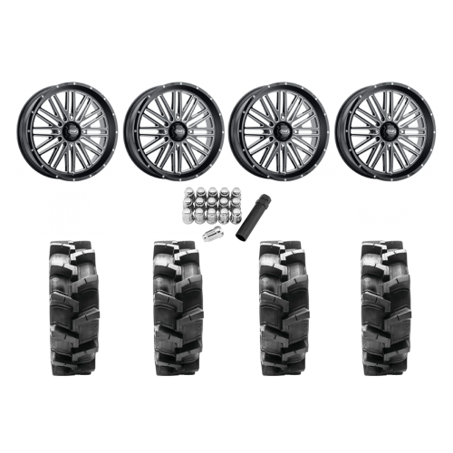 Quadboss QBT680 40x9.5-20 Tires on ITP Momentum Gloss Black Milled Wheels