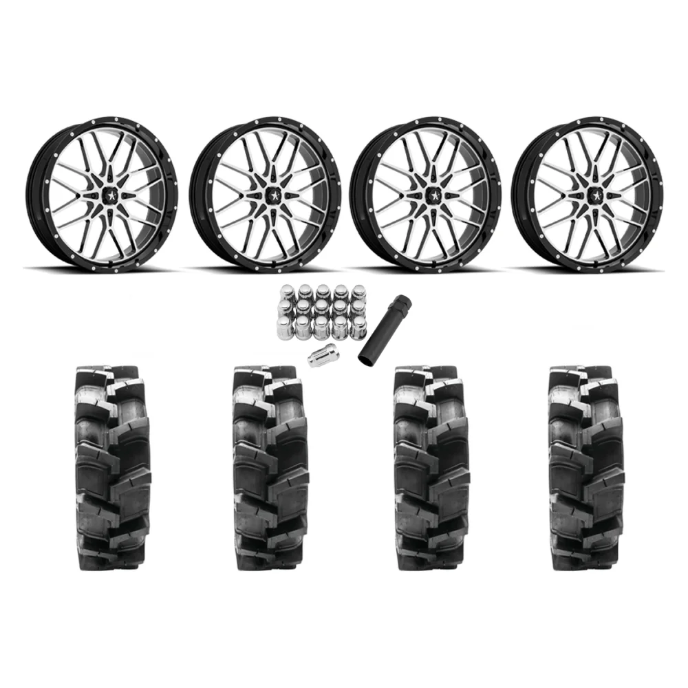 Quadboss QBT680 38x9.5-20 Tires on MSA M45 Portal Machined Wheels, complete kit