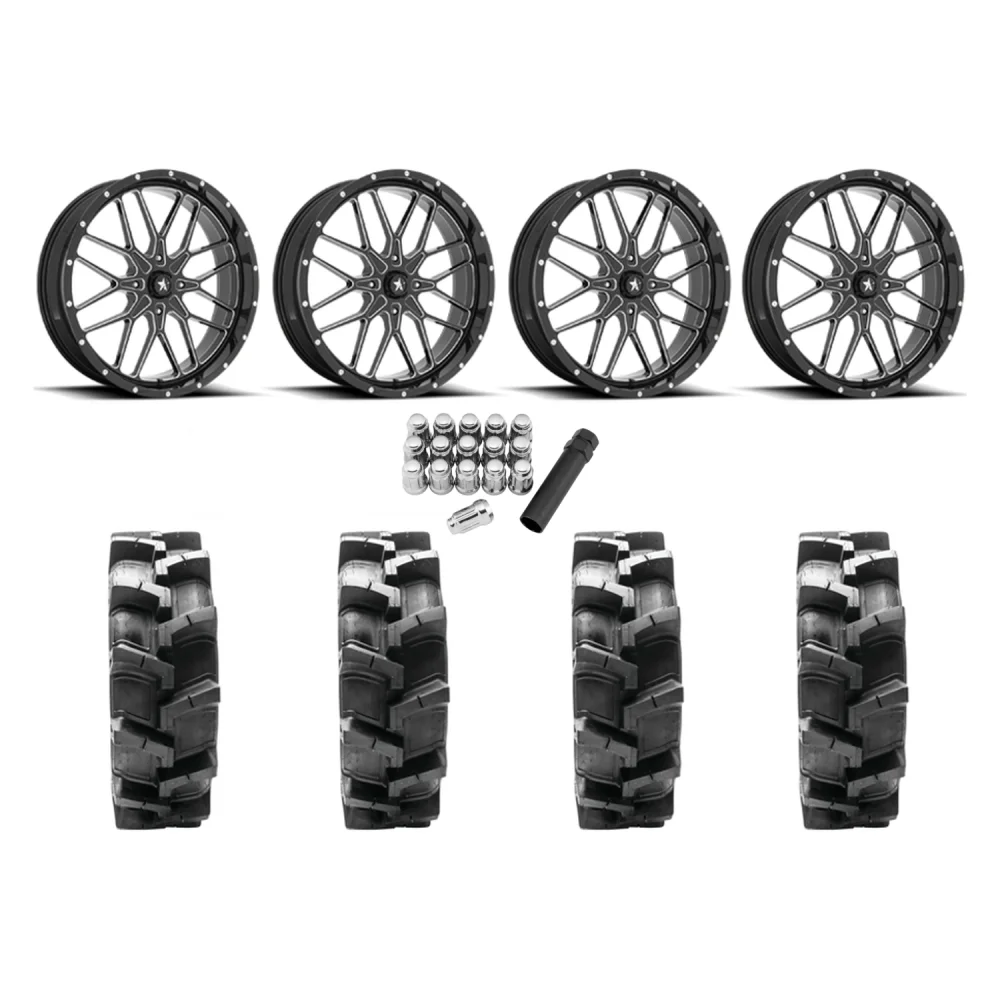 Quadboss QBT680 40x9.5-24 Tires on MSA M45 Portal Milled Wheels, complete kit
