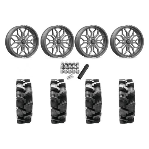 Quadboss QBT680 36x9.5-20 Tires on MSA M47 Sniper Gunmetal Milled Wheels