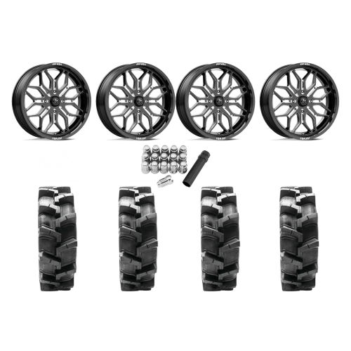 Quadboss QBT680 36x9.5-20 Tires on MSA M47 Sniper Gloss Black Milled Wheels