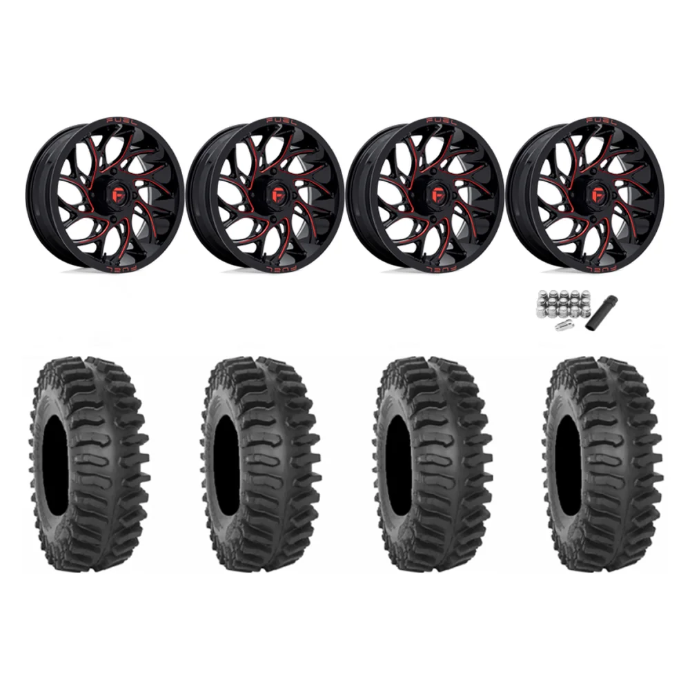 System 3 XT400 37x9.5-22 Tires on Fuel Runner Candy Red Wheels, complete kit