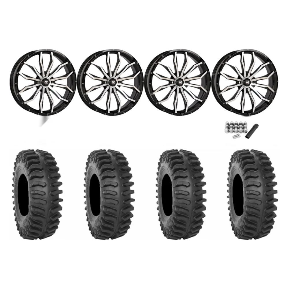 System 3 XT400 33x9.5-20 Tires on HL21 Machined Wheels, complete kit