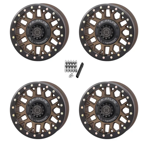 Frontline 454 Matte Bronze 15x7 Beadlock Wheels/Rims (Full Set)