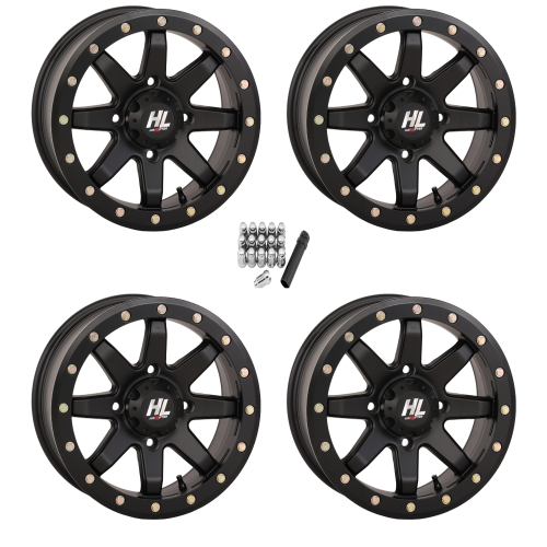 High Lifter HL9 Matte Black 14x7 Beadlock Wheels/Rims (Full Set)