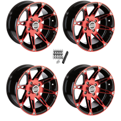 Moose Offroad 387 X Anodized Red/Black 12x7 Wheels/Rims (Full Set)