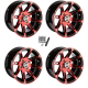 Moose Offroad 387 X Anodized Red/Black 14x7 Wheels/Rims (Full Set)