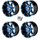 Moose Offroad 387 X Anodized Blue/Black 12x7 Wheels/Rims (Full Set)