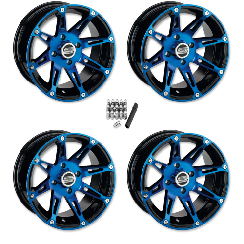 Moose Offroad 387 X Anodized Blue/Black 14x7 Wheels/Rims (Full Set) Moose Offroad 387 X Anodized Blue/Black 14x7 Wheels/Rims (Full Set)