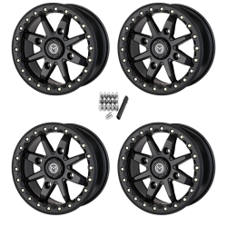 Moose Offroad 544 X Satin Black Beadlock 14x7 Wheels/Rims (Full Set)