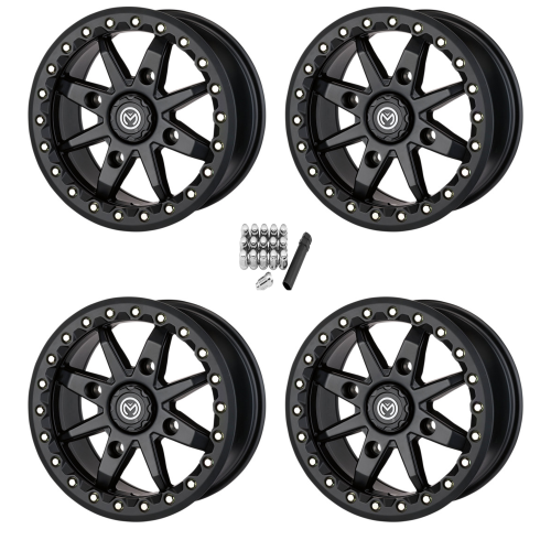 Moose Offroad 544 X Satin Black Beadlock 14x7 Wheels/Rims (Full Set)