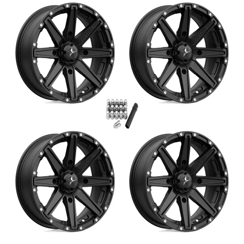 MSA M33 Clutch Satin Black 14x7 Wheels/Rims (Full Set)