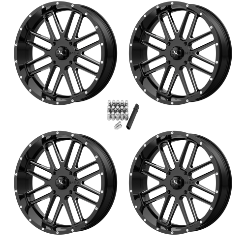 MSA M35 Bandit Gloss Black Milled 18x7 Wheels/Rims (Full Set)