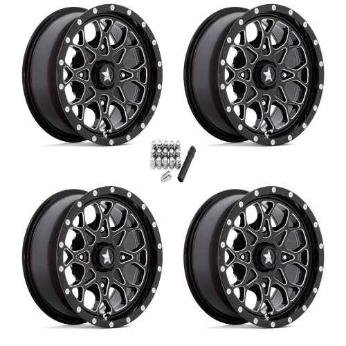 MSA M45 Portal Gloss Black Milled 15x7 Wheels/Rims (Full Set)