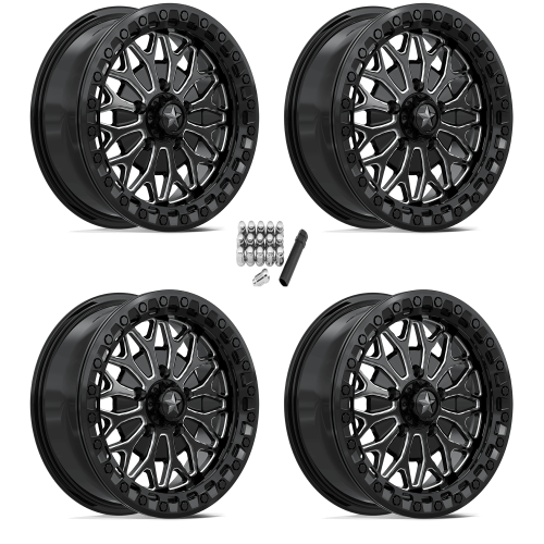 MSA M53 Bolo Gloss Black Milled 15x7 Beadlock Wheels/Rims (Full Set)