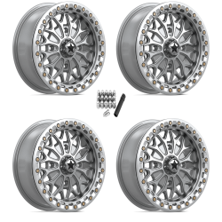 MSA M53 Bolo Gloss Silver 15x7 Beadlock Wheels/Rims (Full Set)