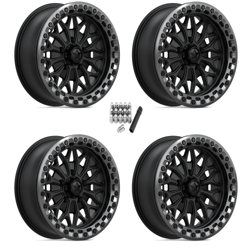MSA M53 Bolo Matte Black 15x7 Beadlock Wheels/Rims (Full Set)