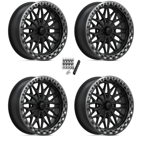 MSA M53 Matte Black 18x7 Beadlock Wheels/Rims (Full Set)