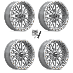 MSA M53 Gloss Silver 18x7 Beadlock Wheels/Rims (Full Set)