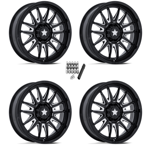 MSA M55 Commander Gloss Black Milled 24x7 Wheels/Rims (Full Set)