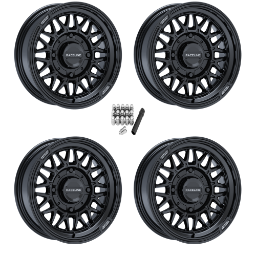 Raceline A13 Omega Gloss Black 15x7 Wheels/Rims (Full Set)