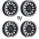 Raceline A14 Alpha Satin Black with Gunmetal Ring 15x7 Beadlock Wheels/Rims (Full Set)