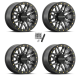 Raceline A91 Ryno Gunmetal with Black Ring 14x7 Beadlock Wheels Rims (Full Set)