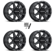 Raceline A92 Hostage Satin Black 14x7 Wheels/Rims (Full Set)
