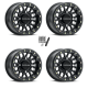 Raceline A93 Podium Satin Black with Black Ring 15x7 Beadlock Wheels/Rims (Full Set)
