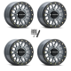 Raceline A93 Podium Stealth Grey with Black Ring 15x7 Beadlock Wheels/Rims (Full Set)
