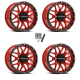 Raceline A94 Krank Red 15x7 Wheels/Rims (Full Set)