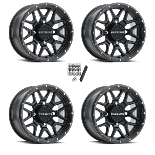 Raceline A94 Krank Satin Black 15x7 Wheels/Rims (Full Set)