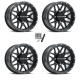 Raceline A94 Krank Satin Black 15x7 Wheels/Rims (Full Set)
