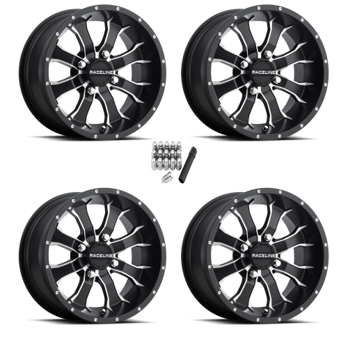 Raceline A77 Mamba Satin Black 15x7 Wheels/Rims (Full Set)