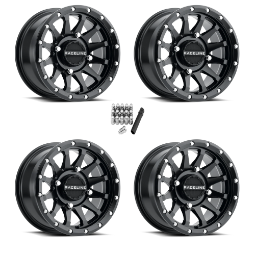 Raceline A95 Trophy Satin Black 15x7 Wheels/Rims (Full Set)