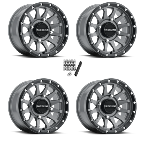 Raceline A95 Trophy Stealth Grey 15x7 Wheels/Rims (Full Set)