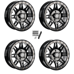 Sedona Clutch Black 14x7 Beadlock Wheels/Rims (Full Set)