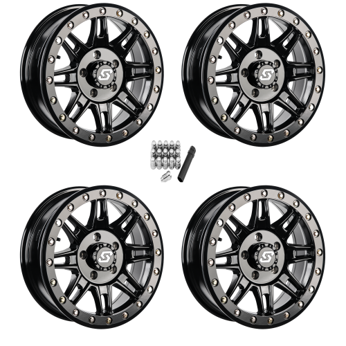 Sedona Clutch Black 15x7 Beadlock Wheels/Rims (Full Set)